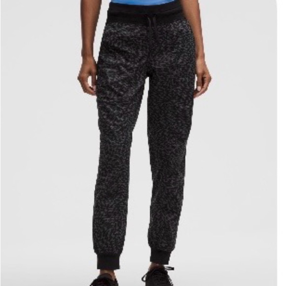 Lululemon Dance Studio Mid rise jogger. Women's Black Jogger in leopard print.